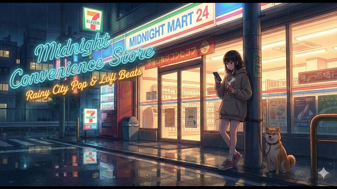【真夜中のコンビニ】雨の東京散歩とLo-fi Beats - 孤独を楽しむ深夜のBGM・勉強・作業・睡眠用・Midnight Walk（2時間）