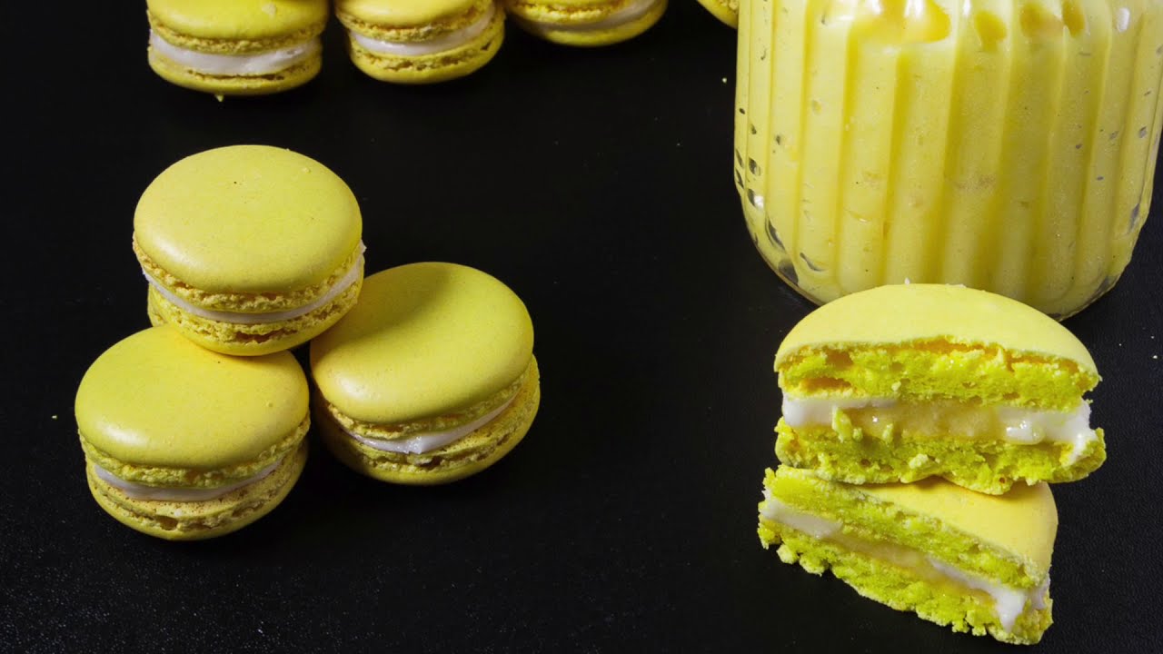 Lemon French Macarons with lemon curd | No-Fail Recipe