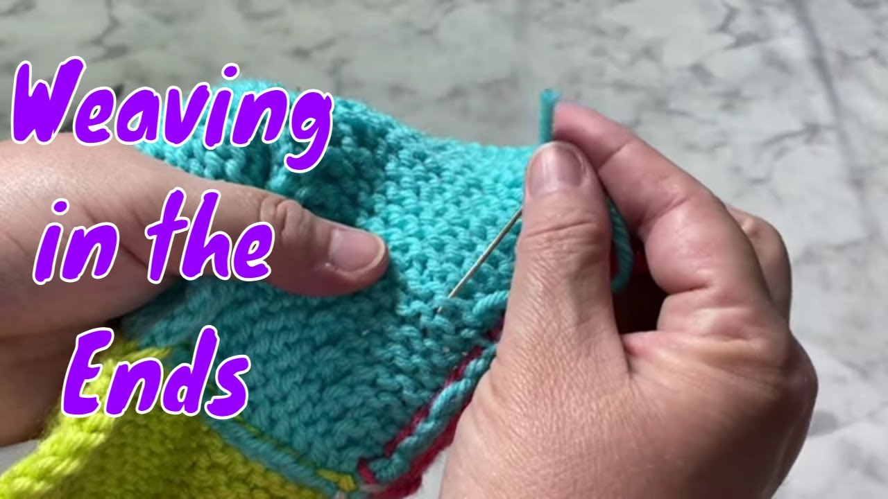 Weaving in the Ends on Our Miter Square Blocks