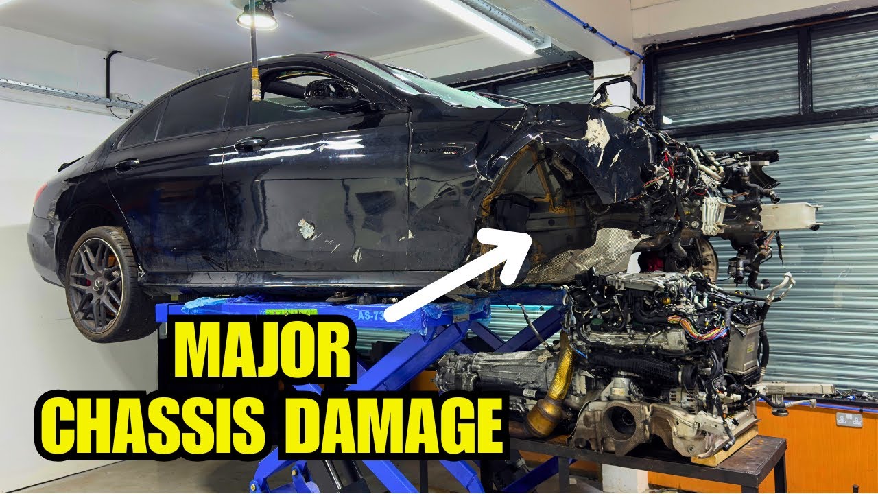 Removing the engine out of my SALVAGE Mercedes E63s