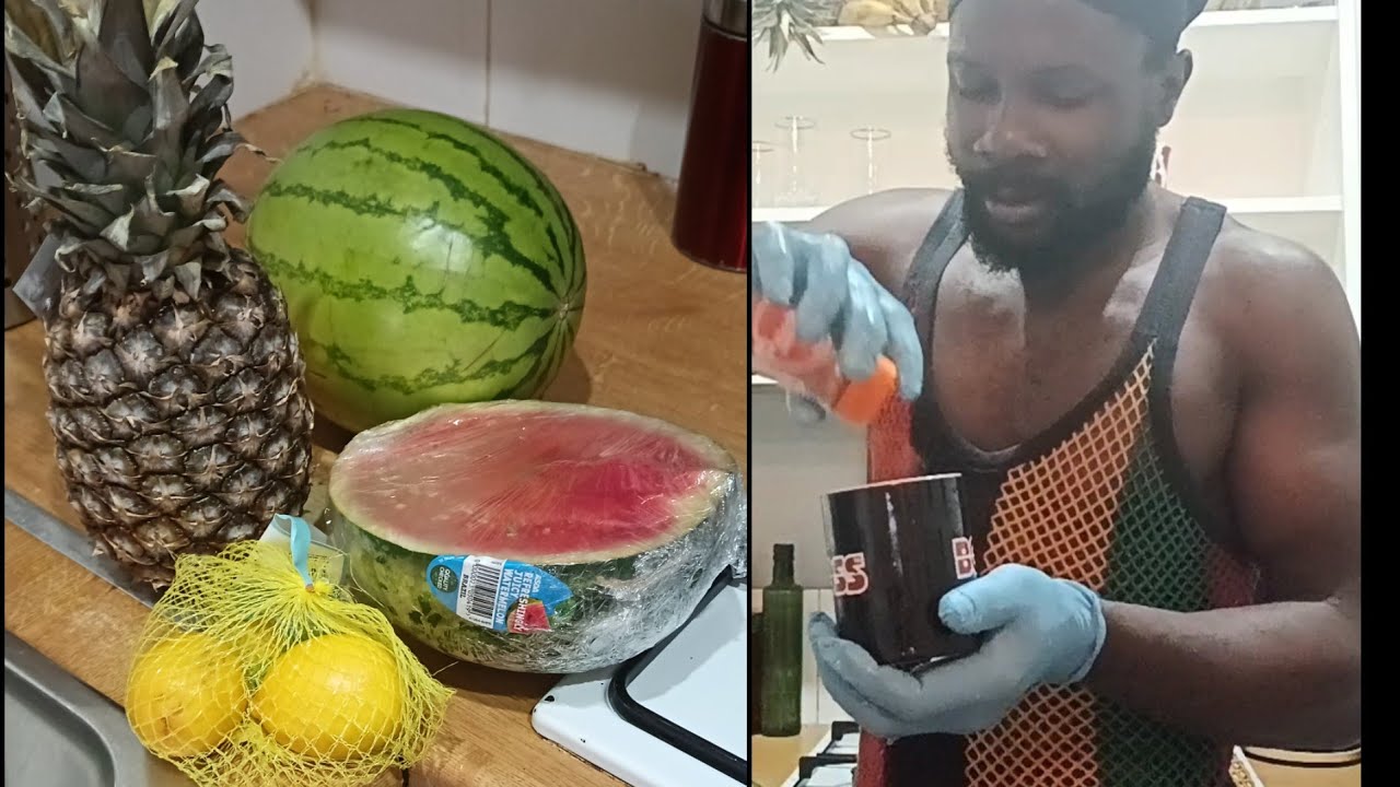 Making Natural Juice /PINEAPPLE /WATER MELON /JUICE /LEMON AND /GINGER 🫚 🍋 🍉 🍍