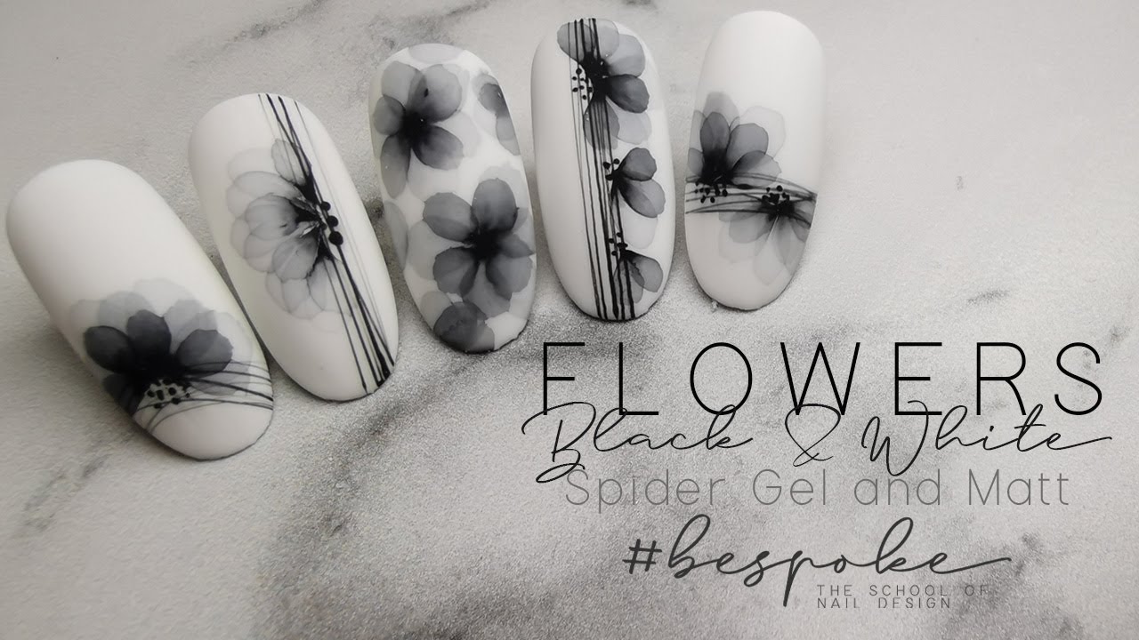 NAIL ART TUTORIAL  l  Black watercolor flowers