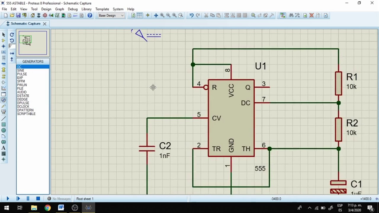 Circuito Integrado 555 Configuración Astable con Proteus | PARTE 1