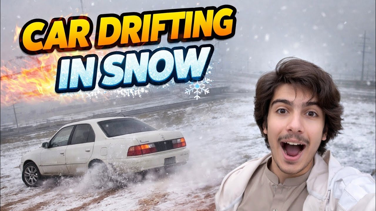 Snow main car drifting 😮. #vlog #snow #drift 