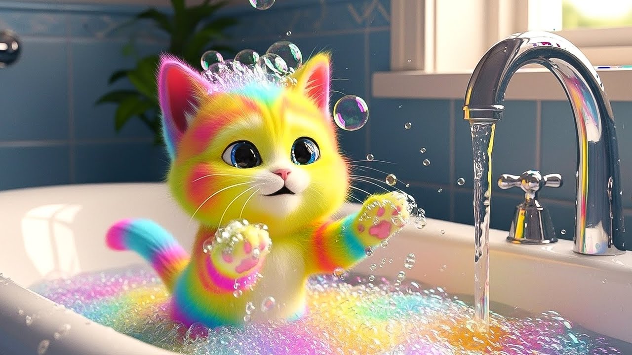 🐾🌈 AI Animated Cat Short: A Playful Kitten’s Bubbly Surprise 