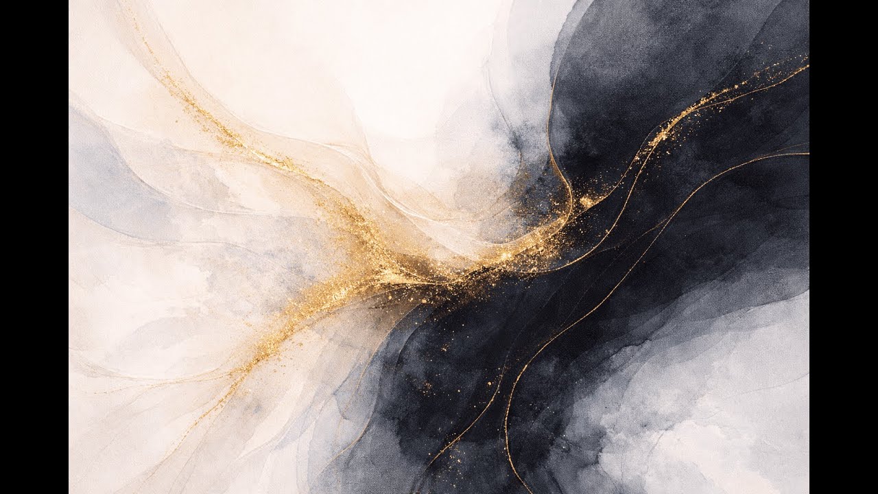 Minimal Luxury Abstract TV Art ✨ | Black, White & Gold Modern Wallpaper for Living Room (No Sound)