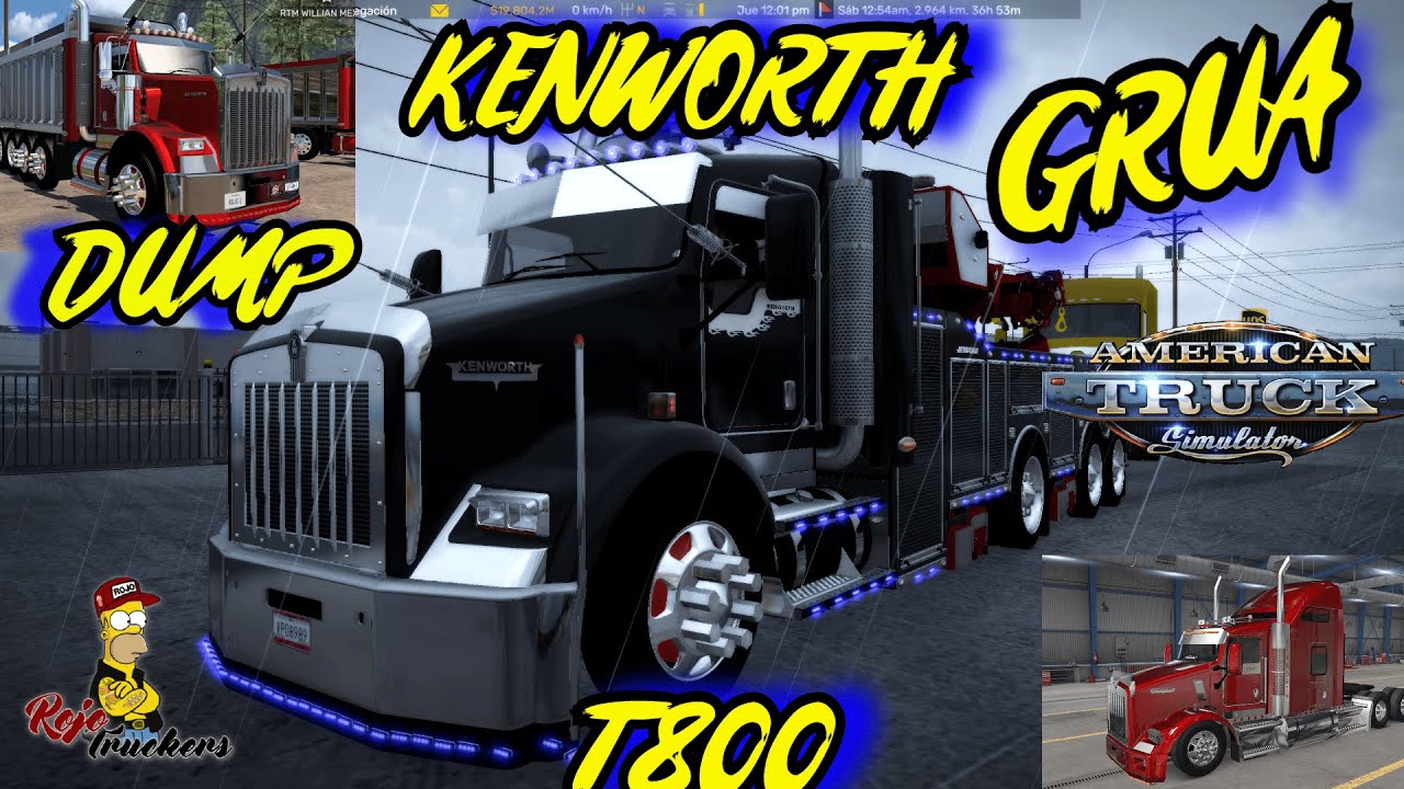 KENWORTH T 800  GRUA  Y DUMP  MOD ATS DESCARGA  EL ROJO TRUCKERS MEXICO