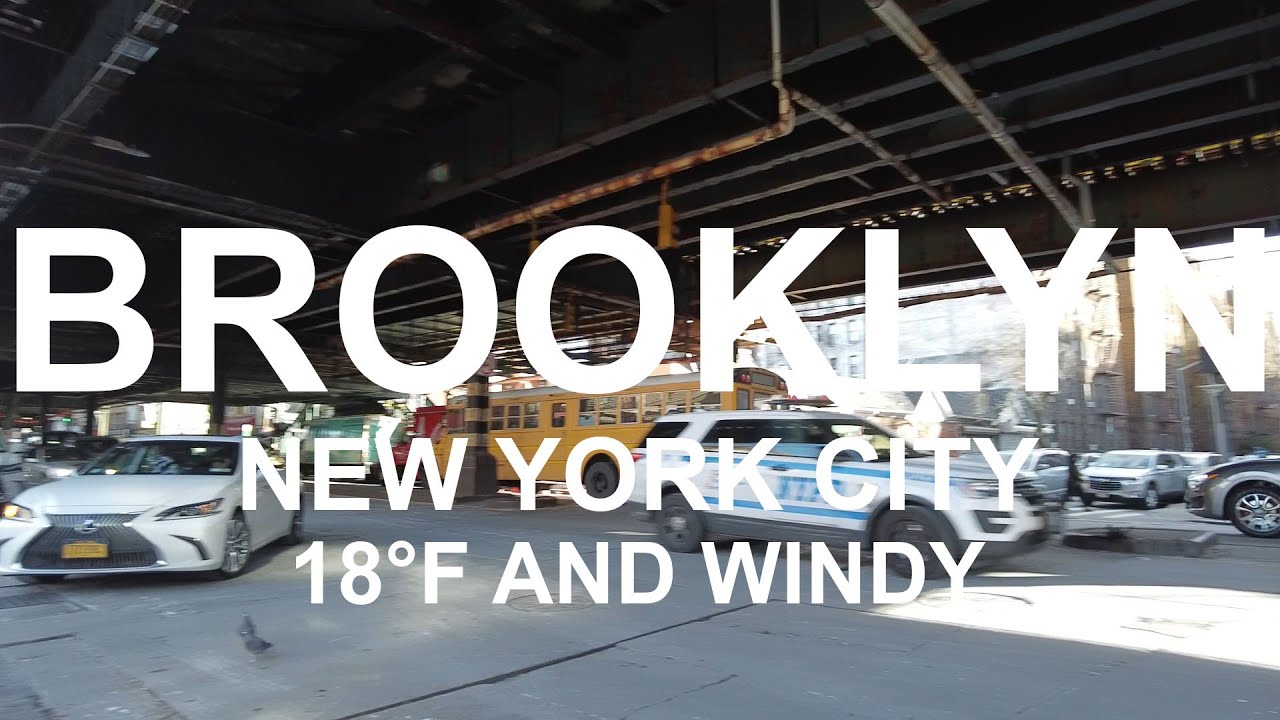 Cold and windy Brooklyn NYC (Binaural City Sounds) City Ambience