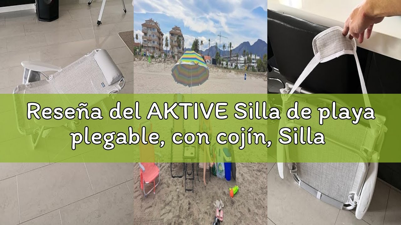 Reseña del AKTIVE Silla de playa plegable, con cojín, Silla reclinable, 4 posiciones, 51x45x76 cm, a