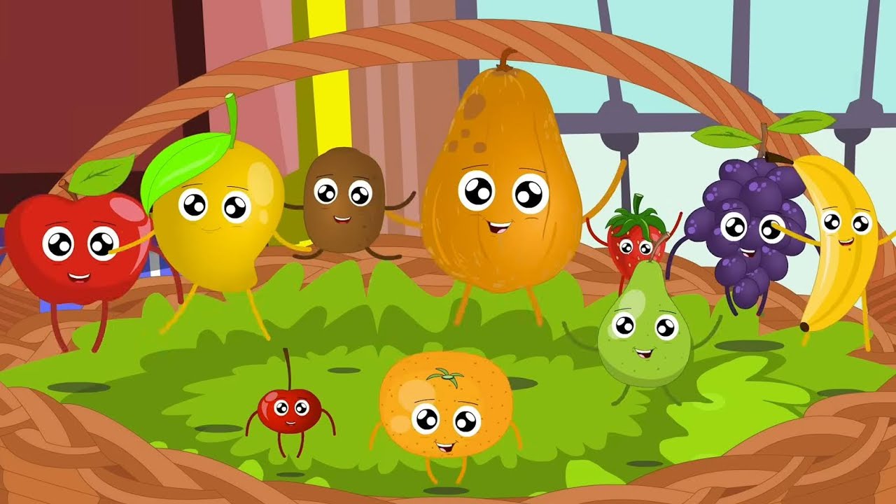 Ten Little Fruits Jumping On The Bed | Nursery Rhymes Song for Kids