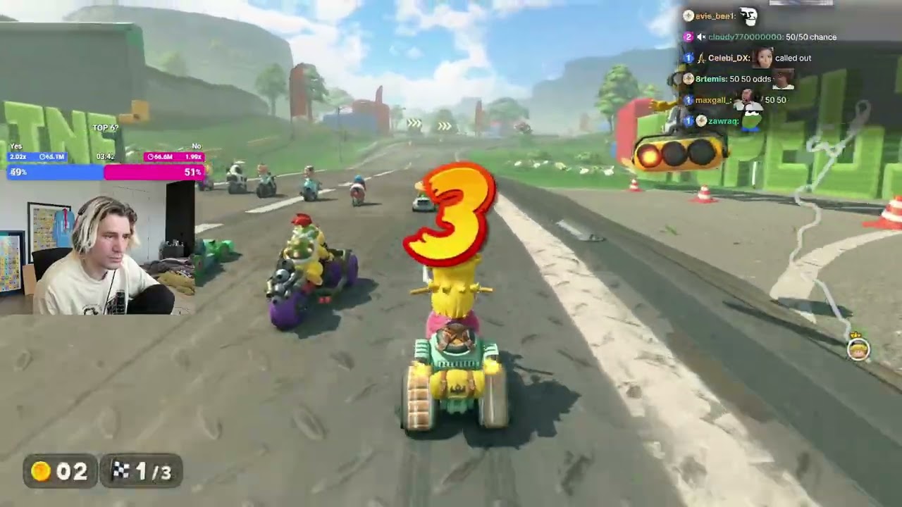 xQc can't stop playing MARIO KART WORLD