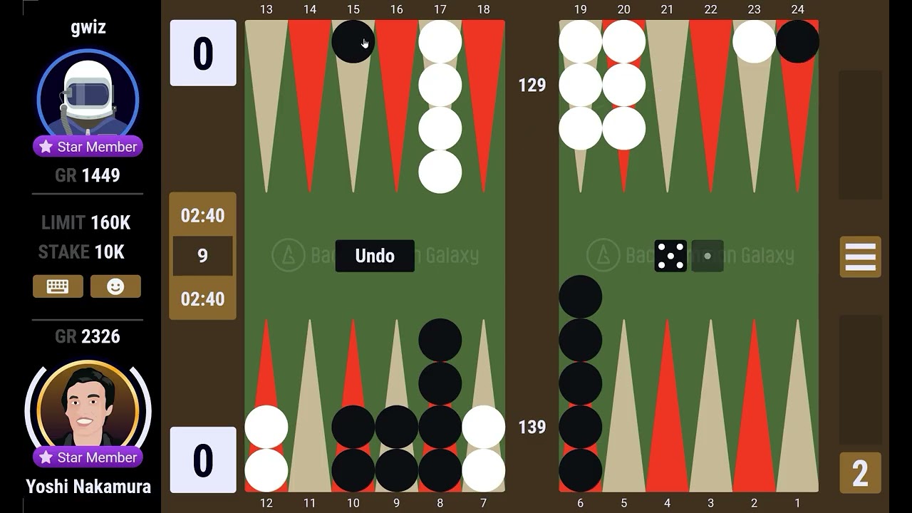 Backgammon GalaxyでCoin game 84