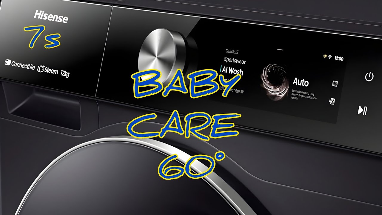 Baby care 60° WITH OPTIONS UV SANITIZER, STEAM, 1400rpm. Hisense 7s Washing Machine