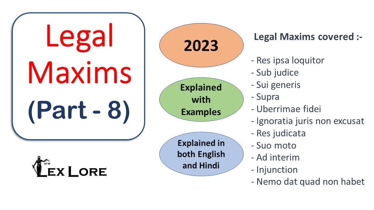 Legal Maxims - Meaning with Examples (PART 8) -  Explained in Hindi
