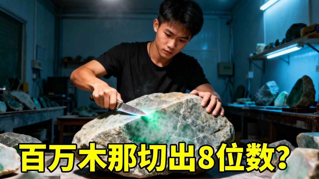 106公斤百万大色料开切！一刀下去是天堂还是地狱？#老蒋翡翠