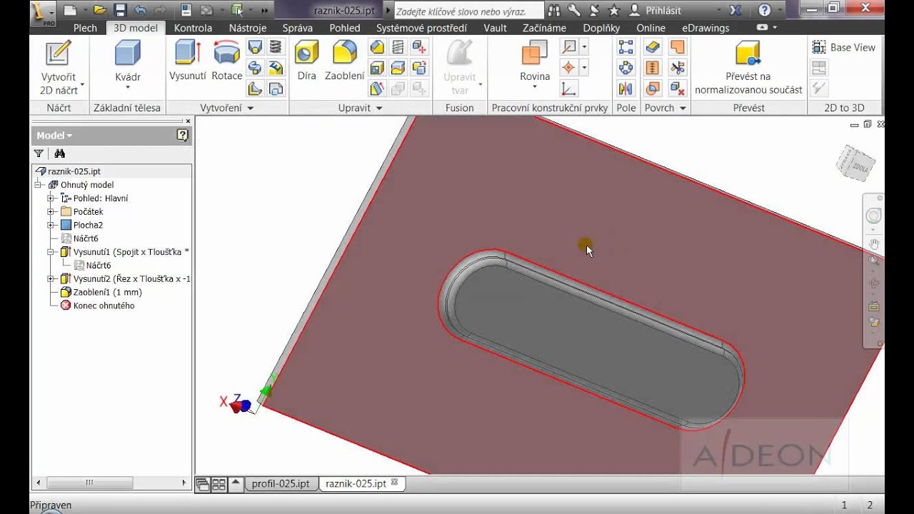 Autodesk Inventor - Jak si vytvořit prolis plechu pomoc&iacute; razn&iacute;ku