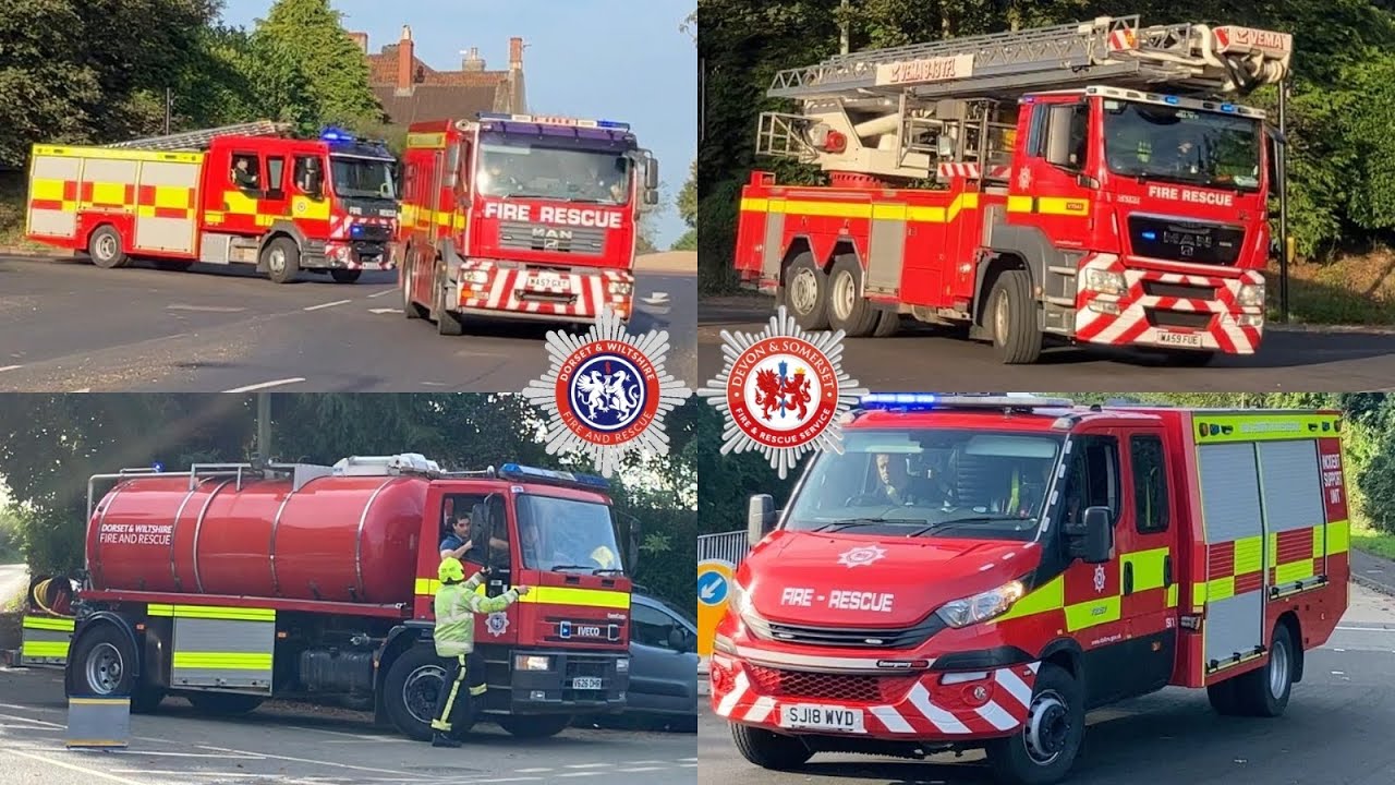 DSFRS Respond To -Large incident- Rare Martock ISU - water carriers- Arial ladder platform -x5 pumps