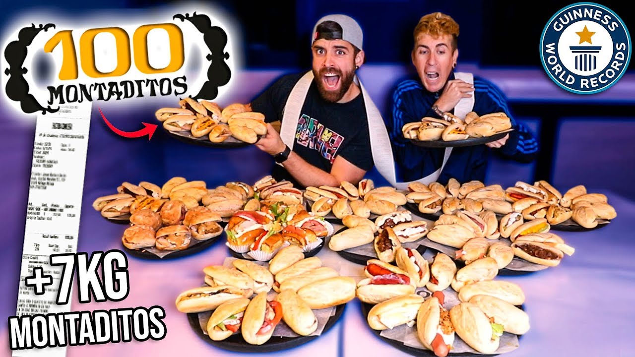 COMEMOS los 100 MONTADITOS en TIEMPO R&Eacute;CORD (+7KG en BOCADILLOS) *nadie ha intentado hacer esto*