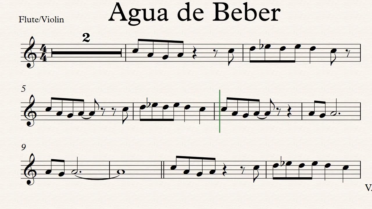 Jazz Standard Agua de Beber Flute Violin Play along Sheet Music