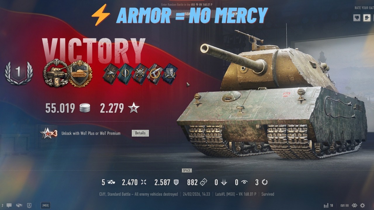 VK 168.01 (P) on CLIFF | 5 Kills Heavy Tank Domination | World of Tanks