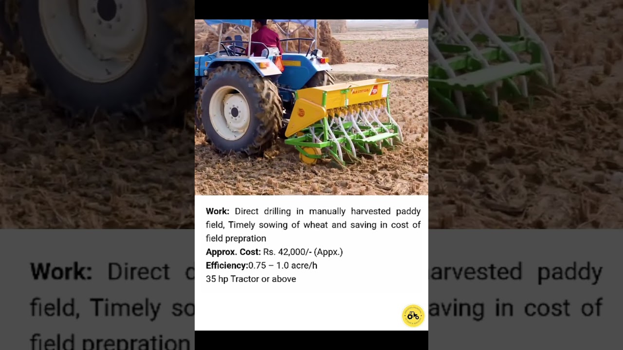 Zero Till #drill #machine #wheat #sowingseeds in #paddy #field  #agriculture #technology #farmer