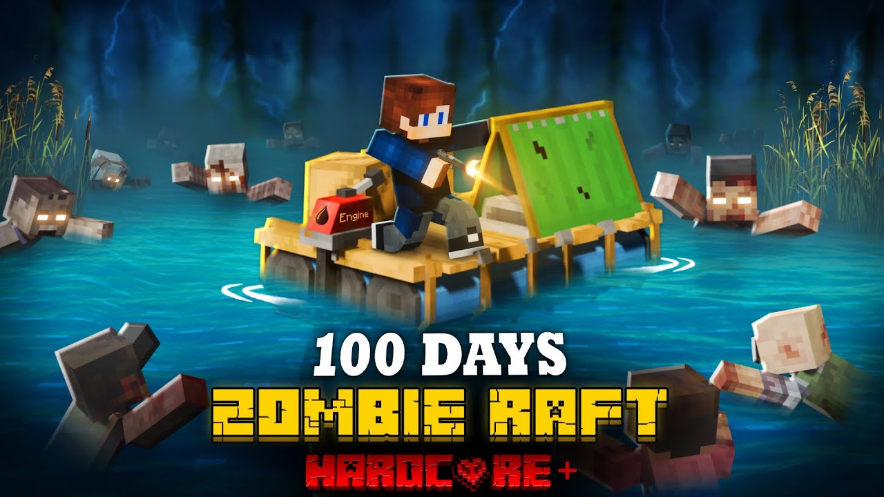100 ДНЕЙ НА ПЛОТУ В УСЛОВИЯХ ЗОМБИ-АПОКАЛИПСИСА В MINECRAFT!