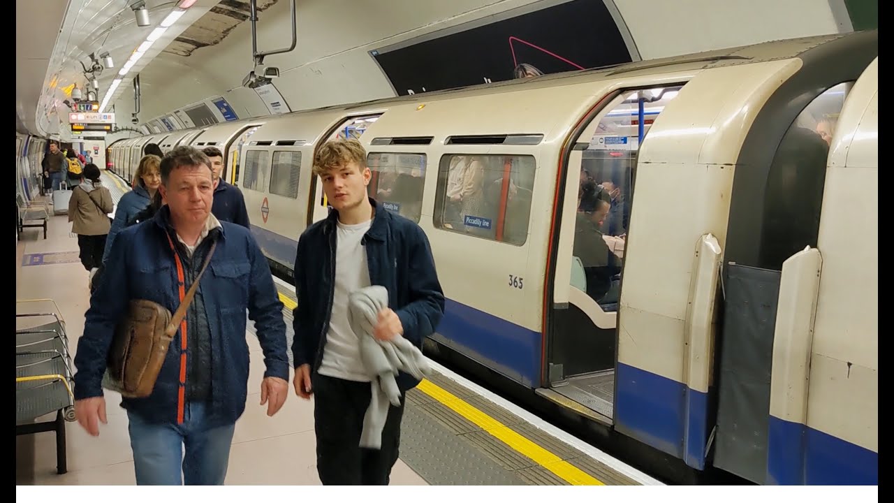 Kings Cross St Pancras Station underground tube trains, Piccadilly Line, Eastbound
