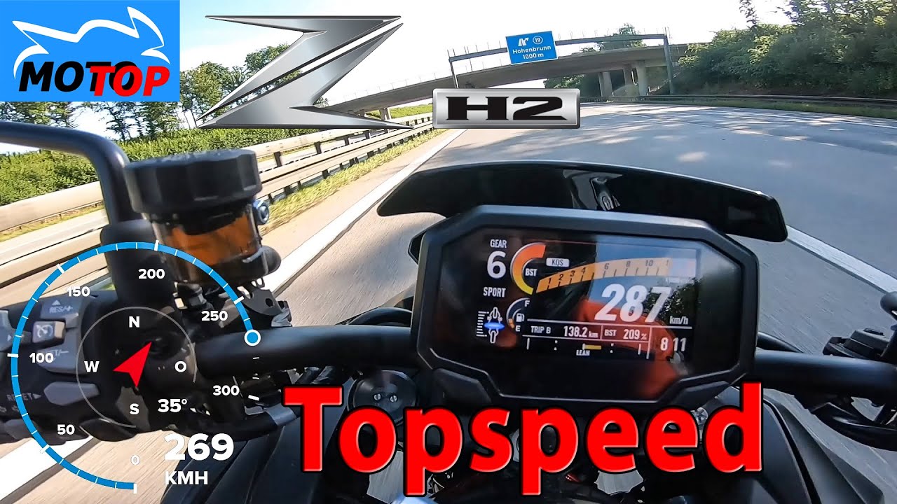 Kawasaki Z H2 (2020) - TOPSPEED on AUTOBAHN - GPS 269km/h