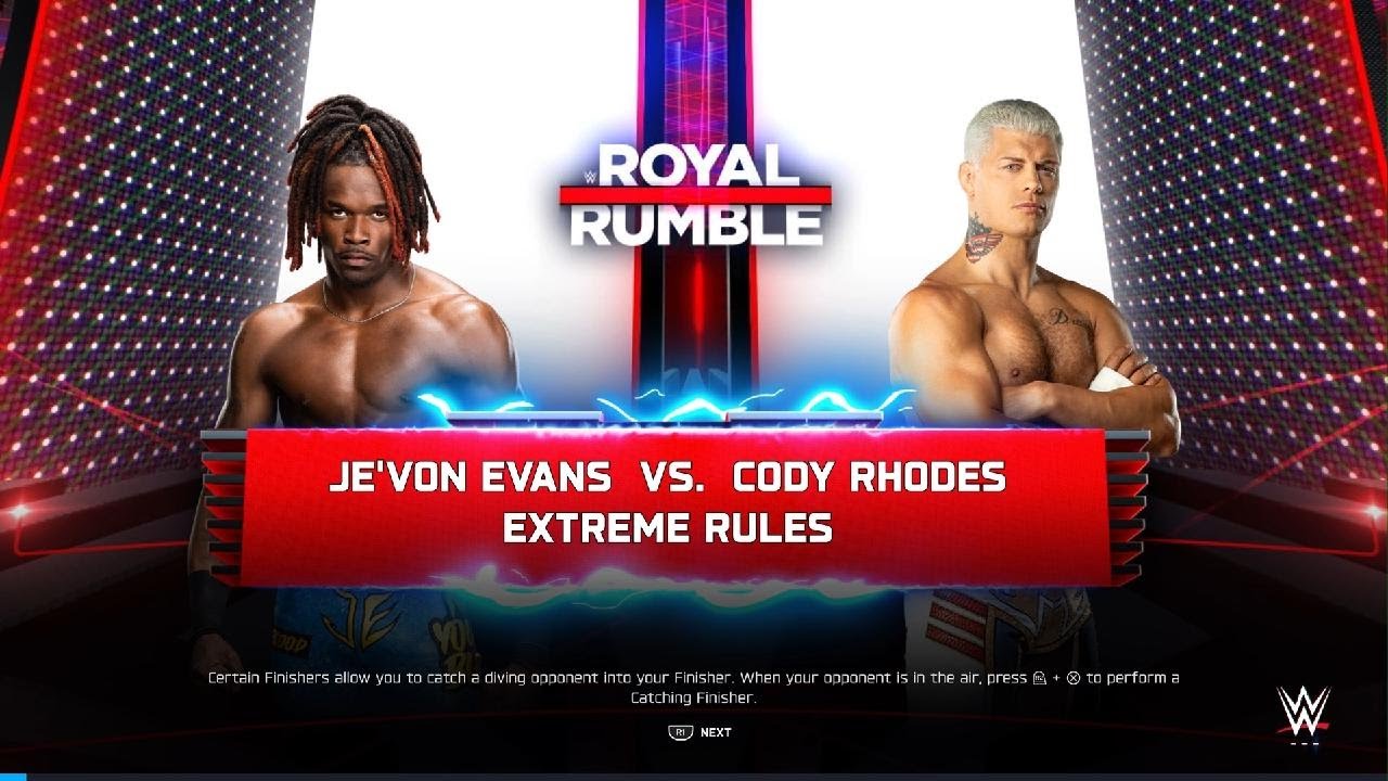 Je'Von Evans Vs. Cody Rhodes RR WWE Championship