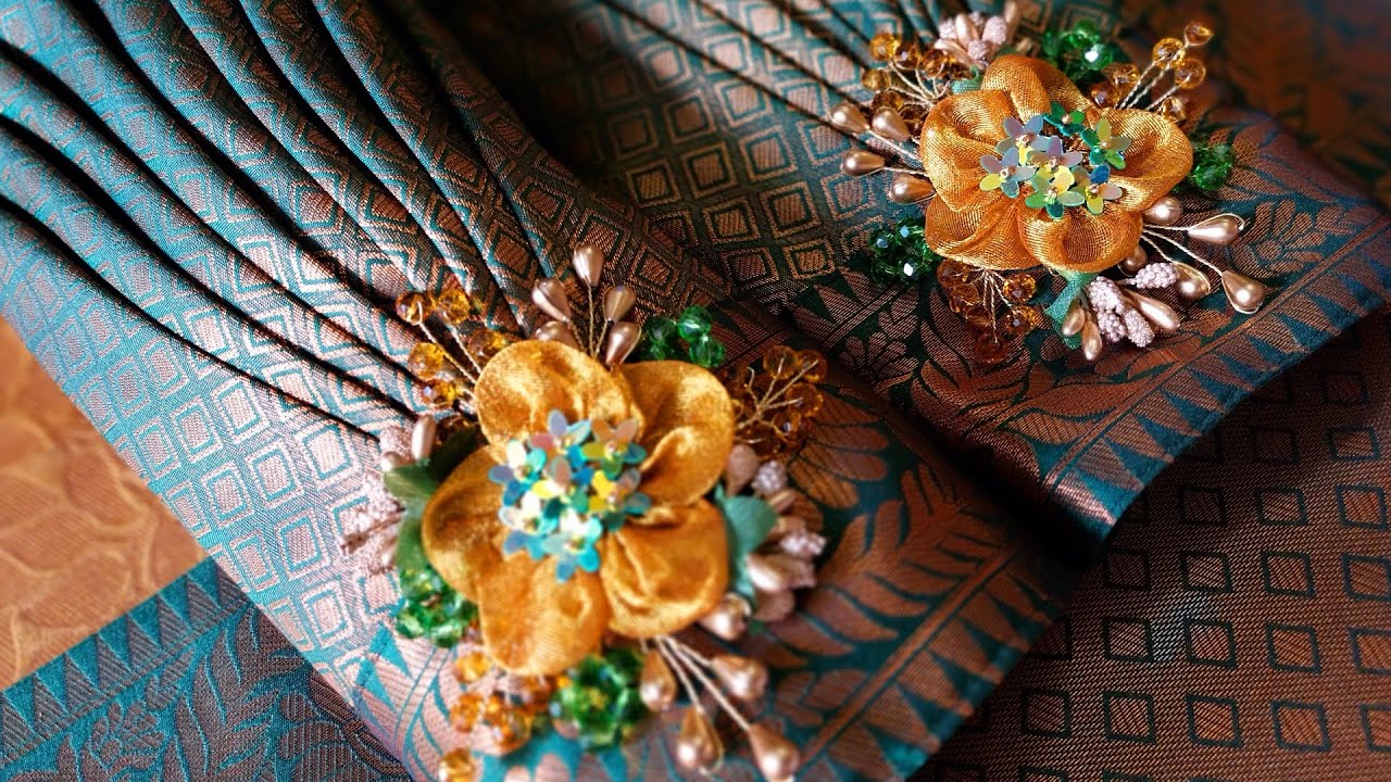 Fancy brooches design on stiched blouse / flower brooch tutorial  @colorbuckethandiwork