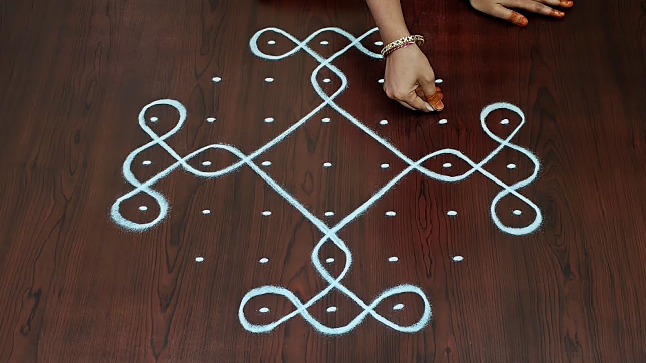 7&times;3dots melikala muggulu|easy rangoli|daily chukkala muggulu||sikku,kambhi,neli kolams|#Nice Rangoli
