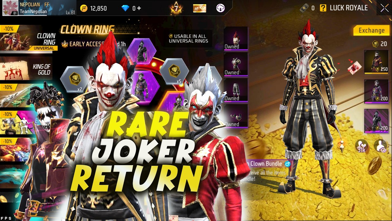 Clown New Ring Event Free Fire || Joker Ring Event Unlock | FF New Event Today | Free Fire New Event