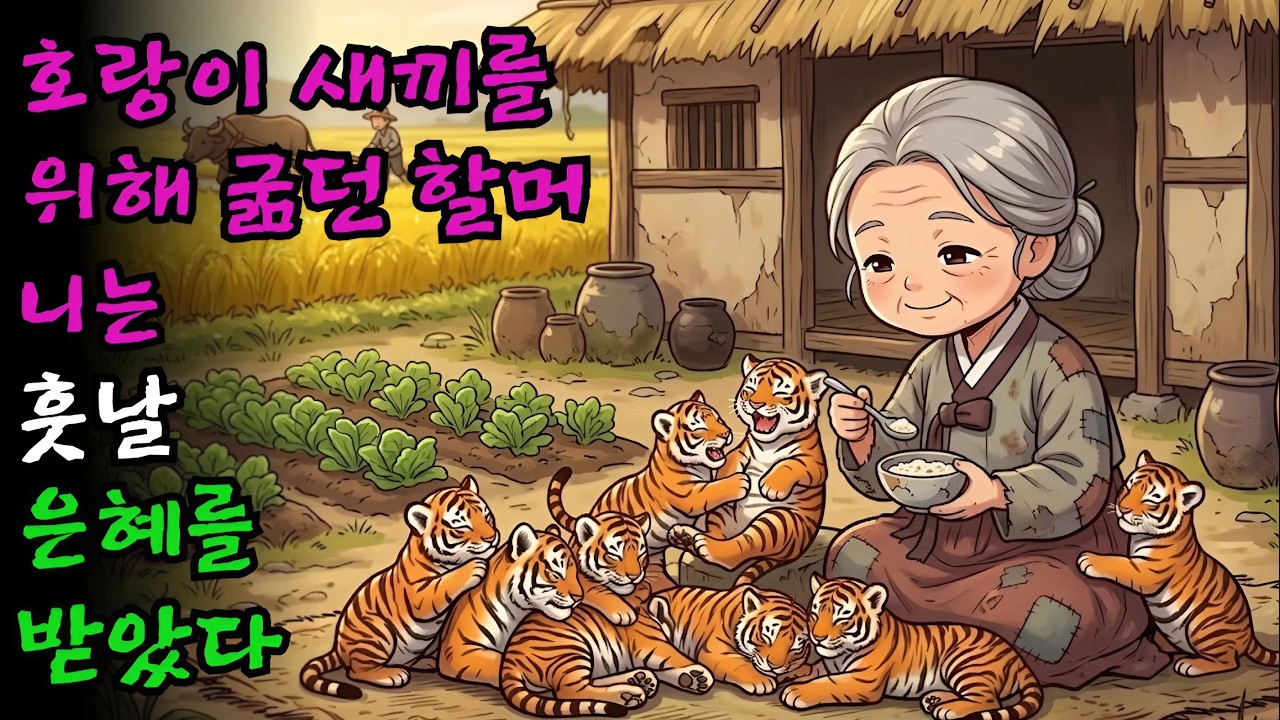 어미 잃은 호랑이 새끼들을 키우기 위해 굶기까지 했던 할머니는, 언젠가 온 산과 숲이 은혜를 갚게 될 줄은 몰랐다