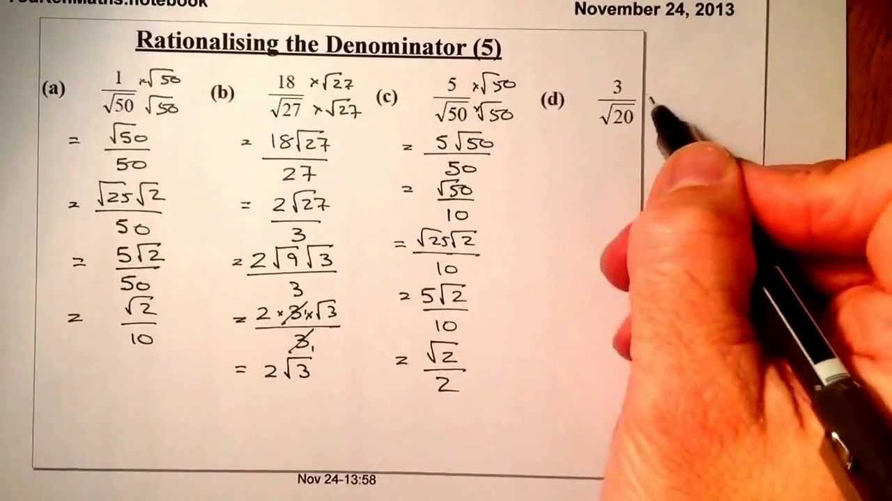 SURDS Rationalising the Denominator National 5