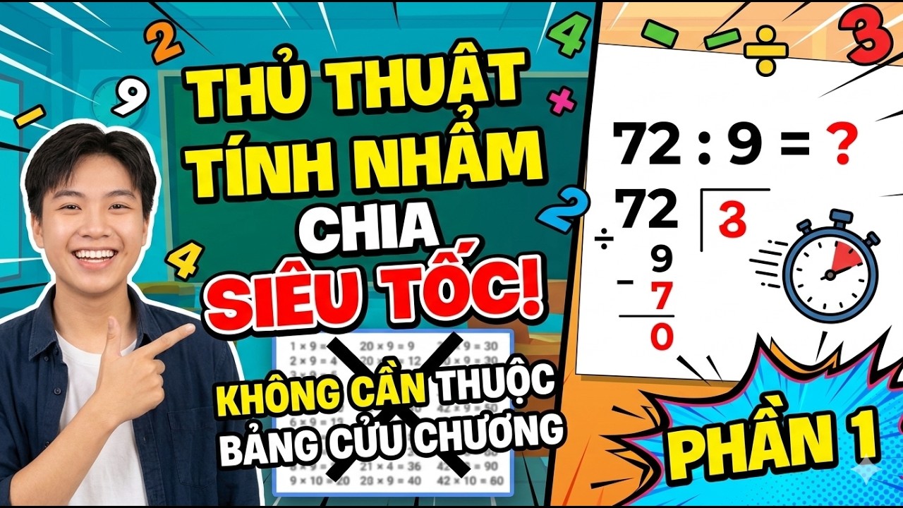 Thủ Thuật Tính Nhẩm - Chia Không Cần Thuộc Bảng Cửu Chương - Phần 1 #tinhnhanh