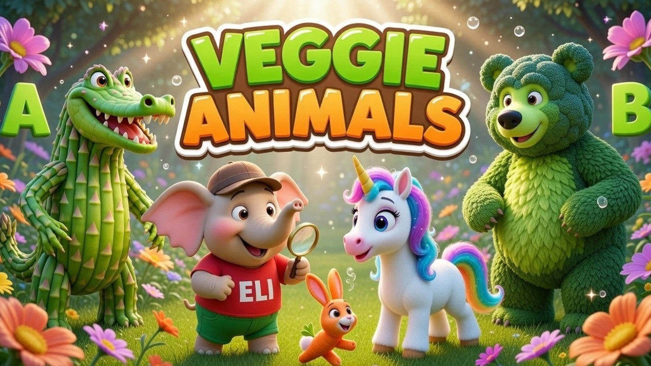ABC Vegetable Animals | Learn A to Z Vegetable Names | Elephant ELI & Unicorn | ABC Spotlight
