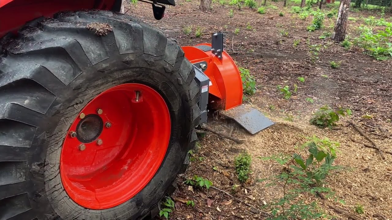 MechMaxx stump grinder Part 3 w/ dulled teeth (Note: PTO bounce is JUST the plastic guard)