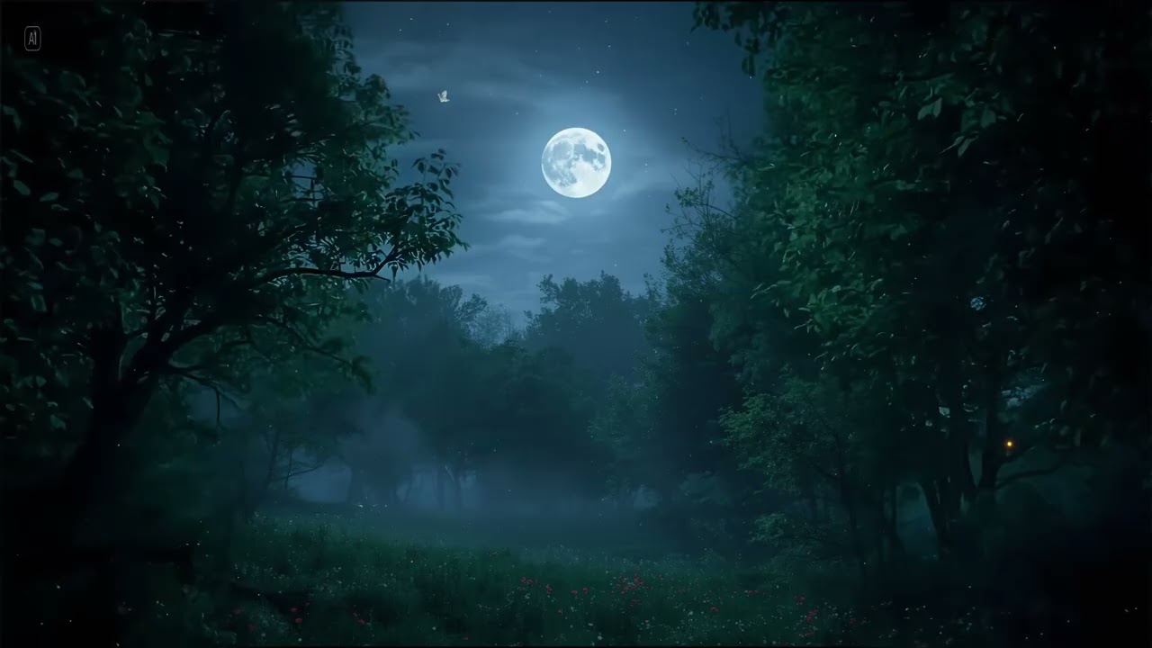Full Moon Night Ambience 🌙 Relaxing Forest Sounds for Deep Sleep & Insomnia Relief