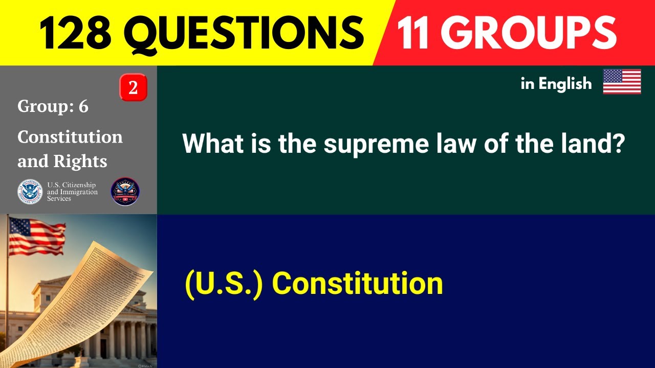 128 Questions by 11 Groups | New U.S. Citizenship Interview Test 2026 | 2025 Version in English