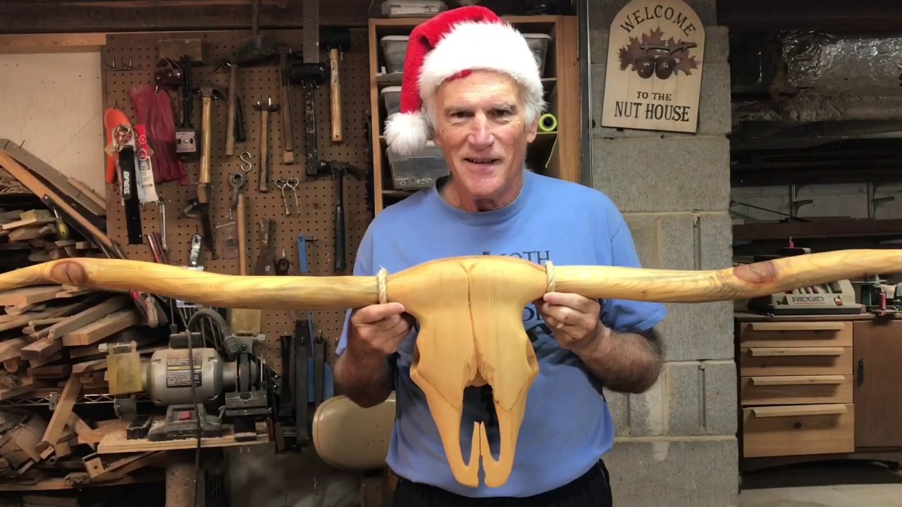 Carving a Longhorn steer skull from wood