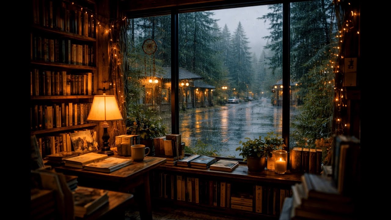 Rainy Bookstore in Forks 🌲📚 | Cozy Forest Ambience for Studying & Focus (3 Hours)