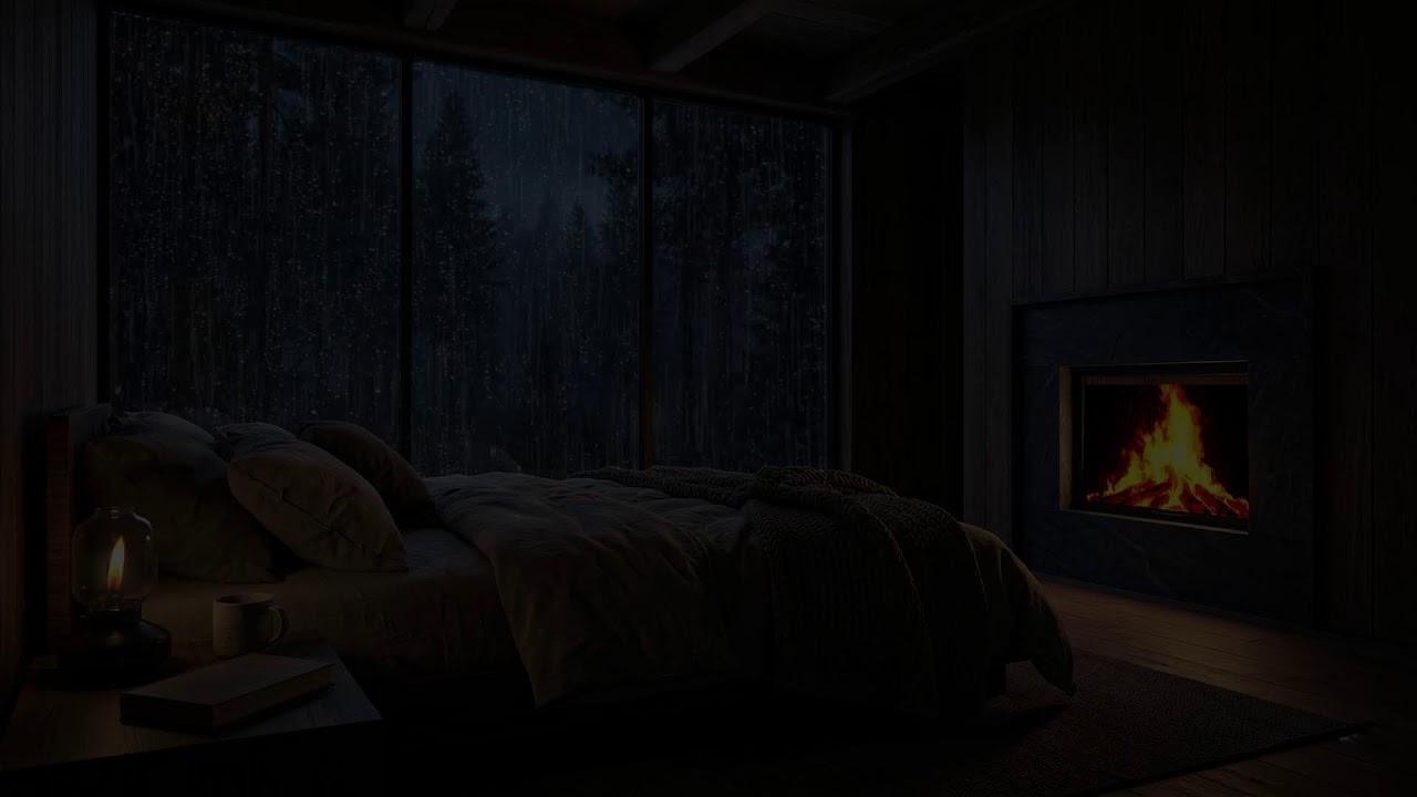 Relaxing Rain Sounds in a Dark Bedroom (No Ads) 🌧 | Peaceful Night Sleep