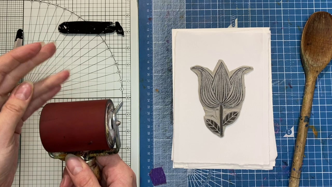 Inking a Linocut Block - Demonstration from Masterclass