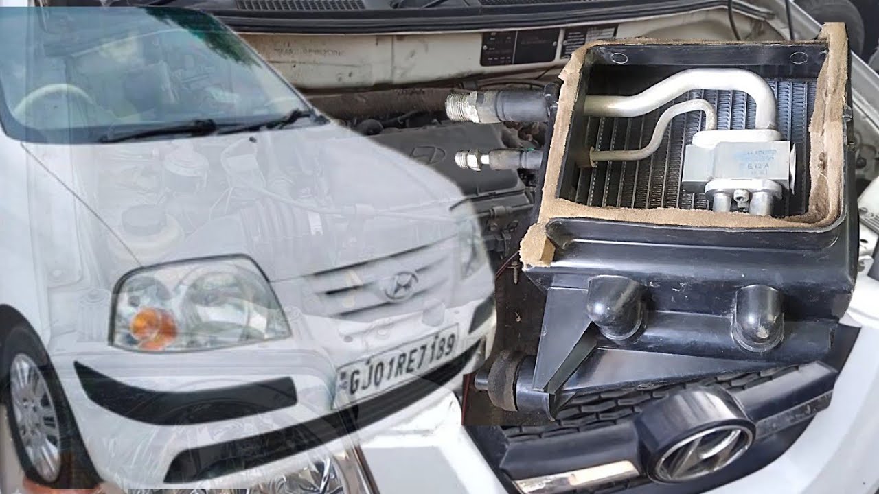 Hyundai santro xing AC cooling coil/evaporator change how to check bad /leak cooling coil hindi