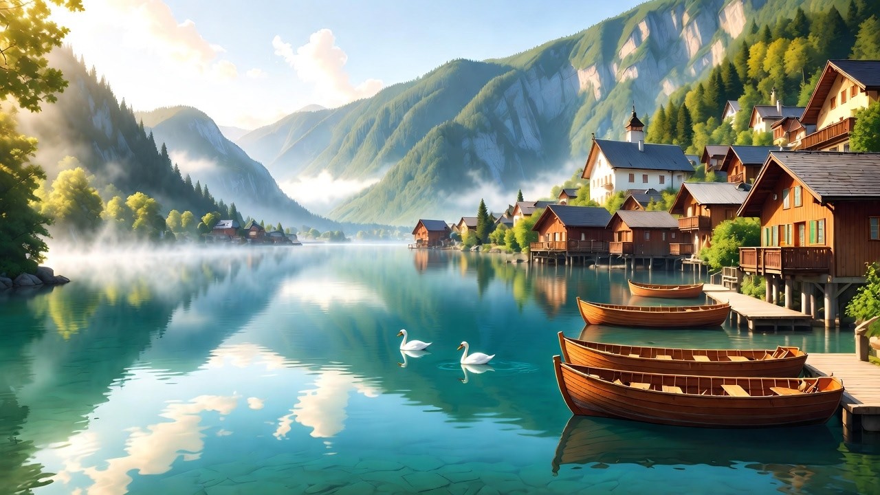 Austria's Most Beautiful Village 🇦🇹 Hallstatt in Ghibli Style ASMR |  Alpine Peace | Austria