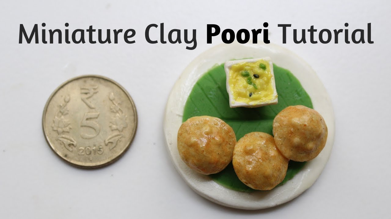Miniature clay Poori with masala tutorial|Clay miniatures|Miniature poori|Fridgemagnet