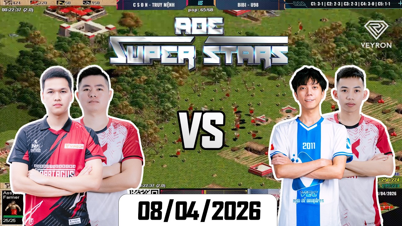ĐẠI CHIẾN 2V2!!! Chim Sẻ Đi Nắng & Truy Mệnh vs BiBi & U98 | AoE Super Stars 2026 #aoe #chimsedinang