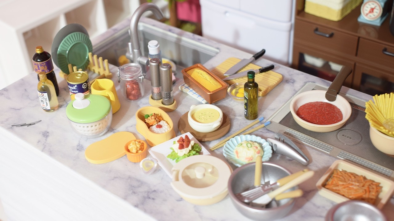 【ASMR】憧れのミニチュアキッチン作り🍳リーメントのキッチンツールを並べる癒やしの時間｜Re-MeNT Miniature Kitchen