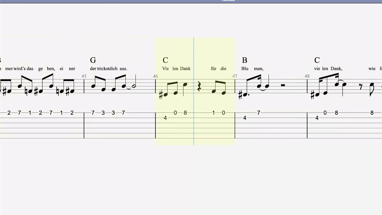 Vielen Dank Fur Die Blumen by Udo Jurgens - Easy guitar tutorials with backing track