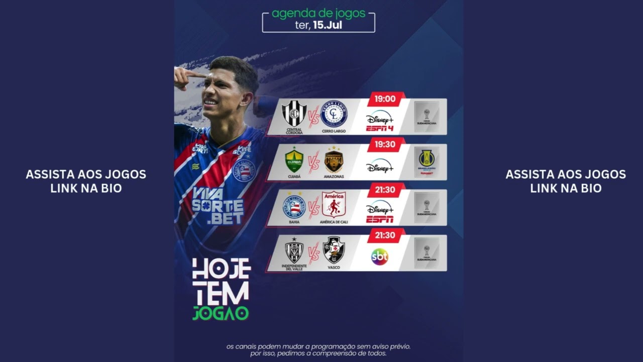 Jogos da Rodada Programa&ccedil;&atilde;o! ☝🏻⚽principais jogos de ter&ccedil;a, 15/07.